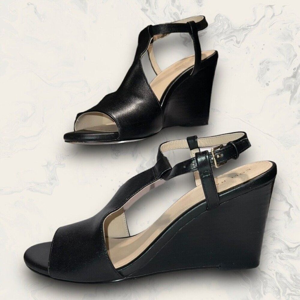 Cole Haan Black Wedge Sandals 7B